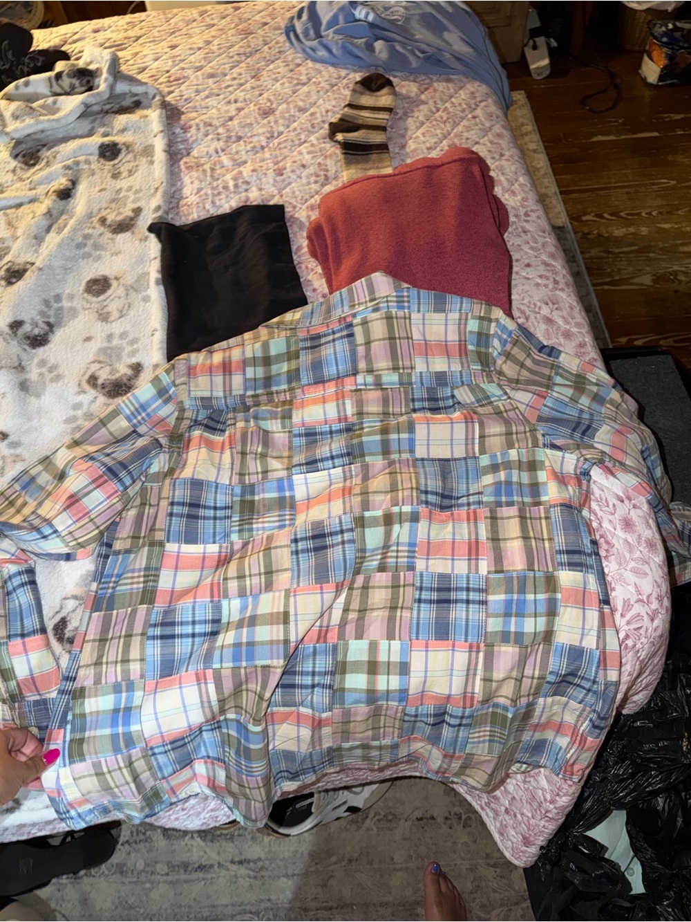 LL BEAN woman Plaid Button-Down Shirt - Pastel Multi - Picture 2 of 3